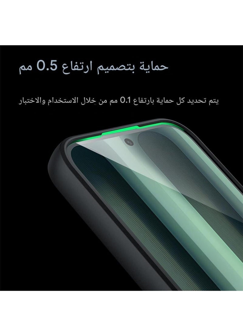 WRISTWISE جراب لهاتف ريدمي 15 5G مع واقي شاشة من الزجاج المقوى (عبوة واحدة)، مقاوم للصدمات، غير قابل للانزلاق، متوافق مع تقنية MagSafe، تصميم نحيف ومرن، مصنوع من السيليكون والأكريليك الشفاف غير اللامع - أسود. - Image 5